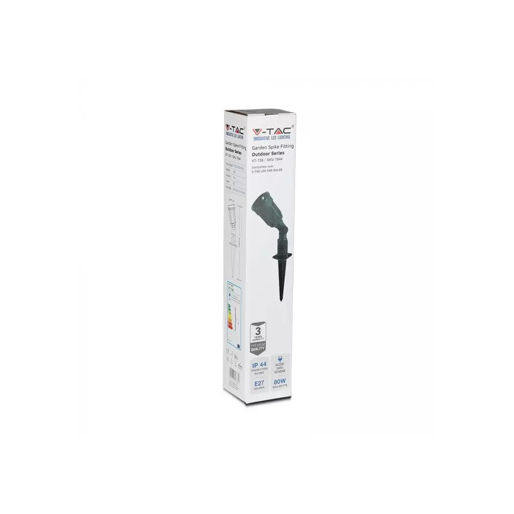 Buitenpen V-TAC Voor E27 Lamp IP44 START Zwart VT-728