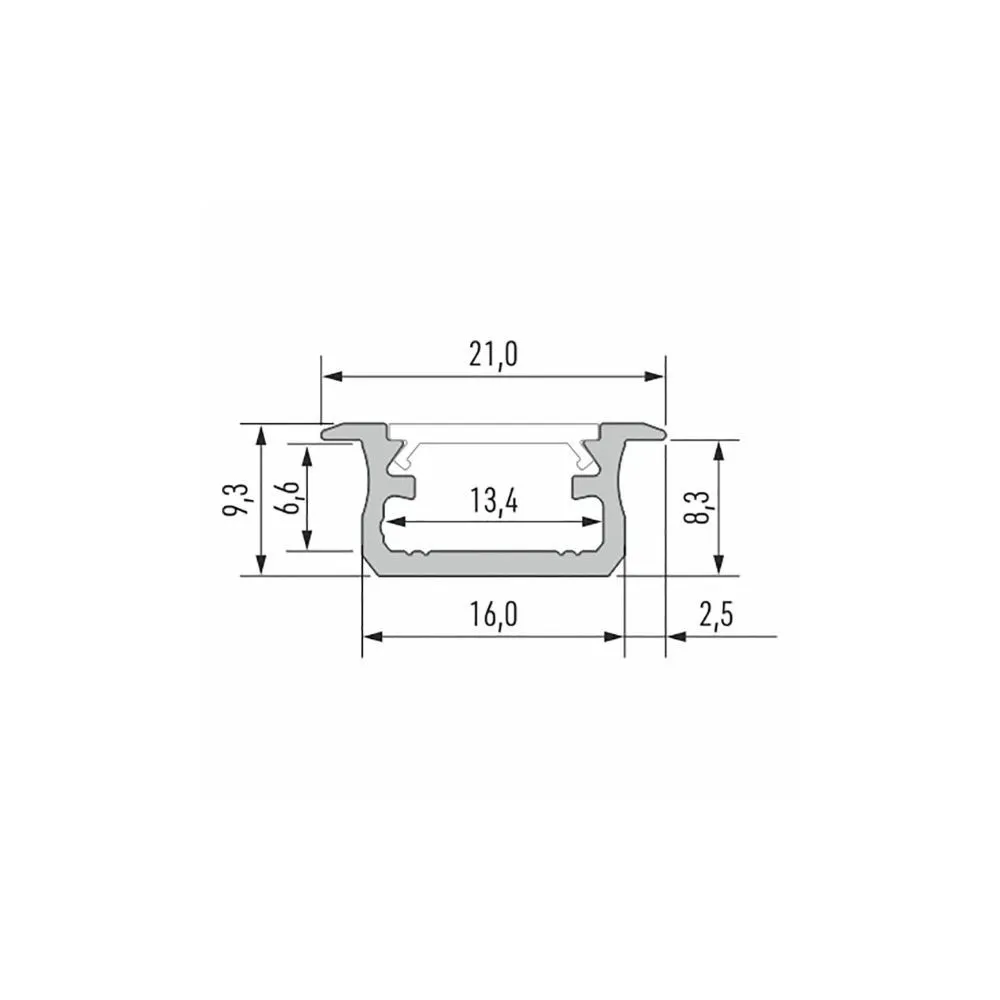 Inbouw Aluminium Profiel CLAREO 16x9 2m ADVANCE FS