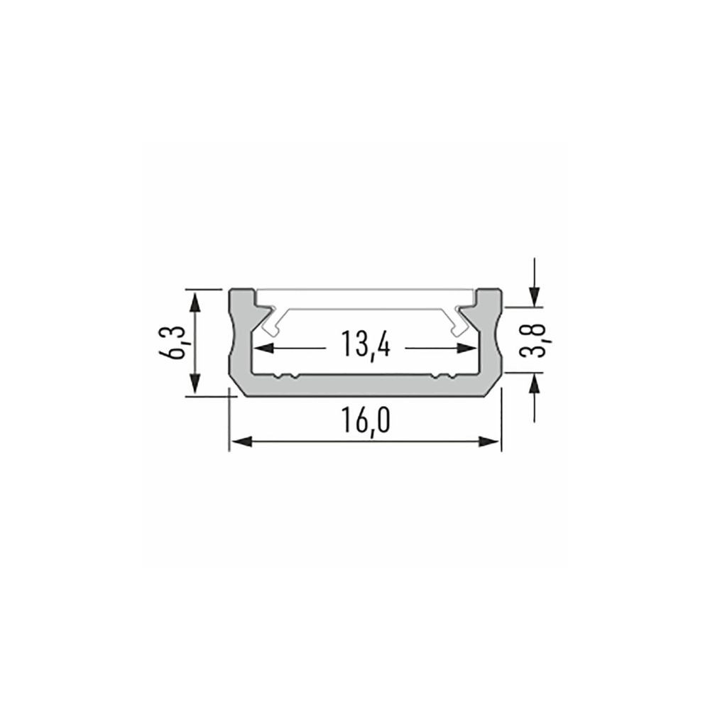 CLAREO Aluminium-Aufbauprofil 16x6 2m ADVANCE