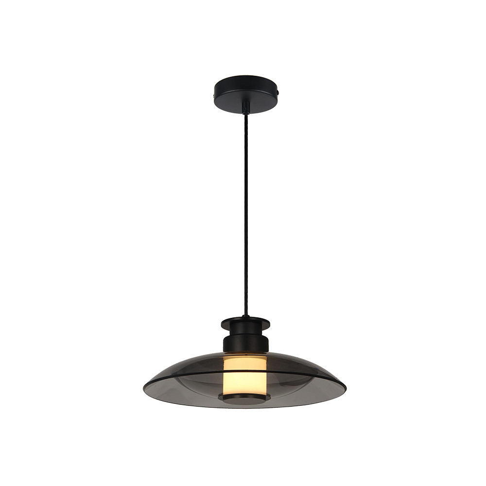 ZAMBELIS D300 10W Dimmable DESIGN Pendant Light Sandy Black and Smoked Glass
