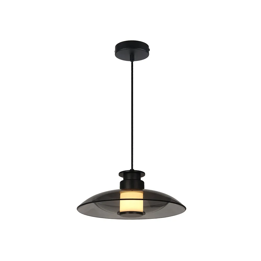 ZAMBELIS D300 10W Dimmbare DESIGN Pendelleuchte Sandschwarzes und Rauchglas