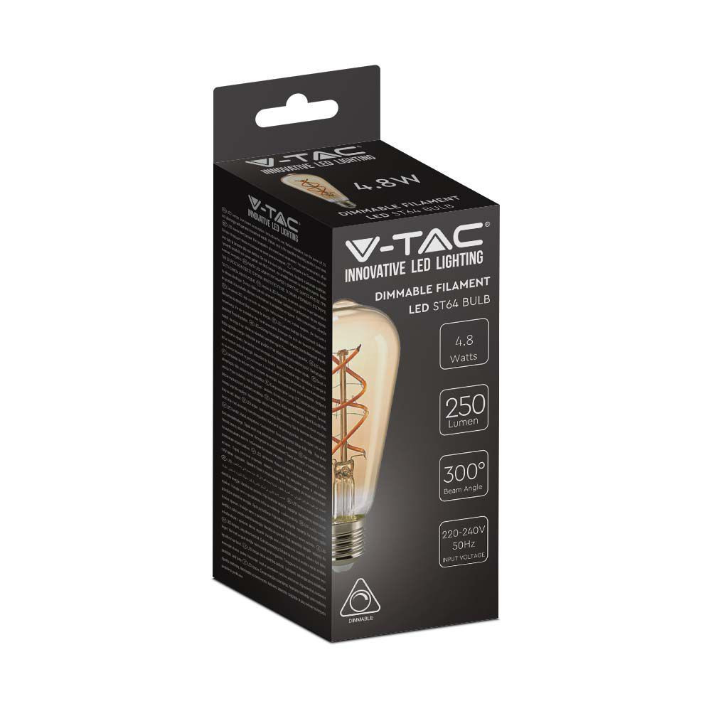 LED Lamp E27 ST64 Filament V-TAC 4,8W Dimbaar DESIGN VT-2065