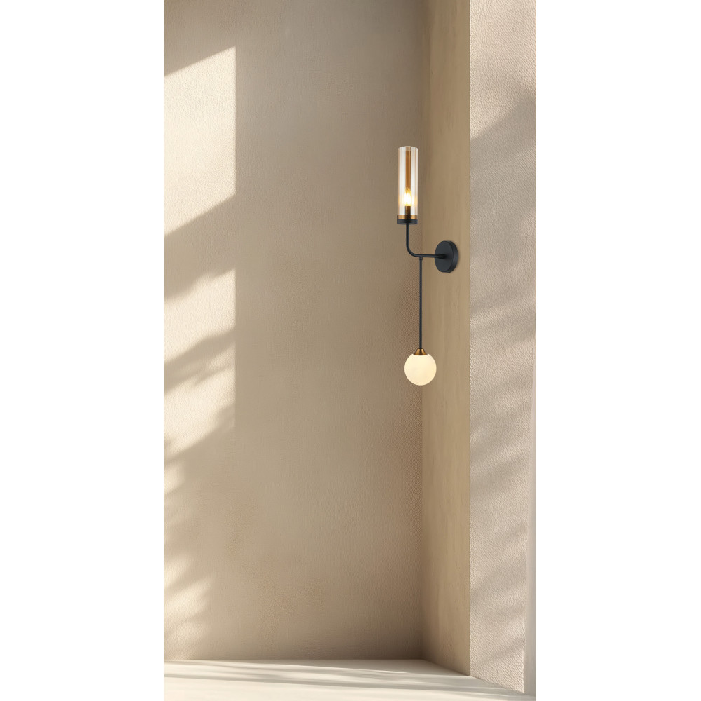 Wandlamp ZAMBELIS G9 , E27 DESIGN Zwart Gezandstraald en Messing Zonder Lichtbron 22054 FS
