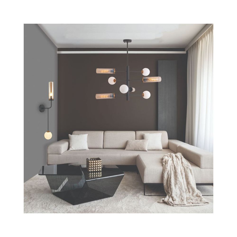 Applique ZAMBELIS G9 , E27 DESIGN Noir Sablé et Laiton Sans Source 22054 FS