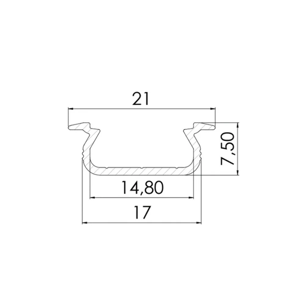 CLAREO 17x8 2m ADVANCE 2 Recessed Aluminum Profile