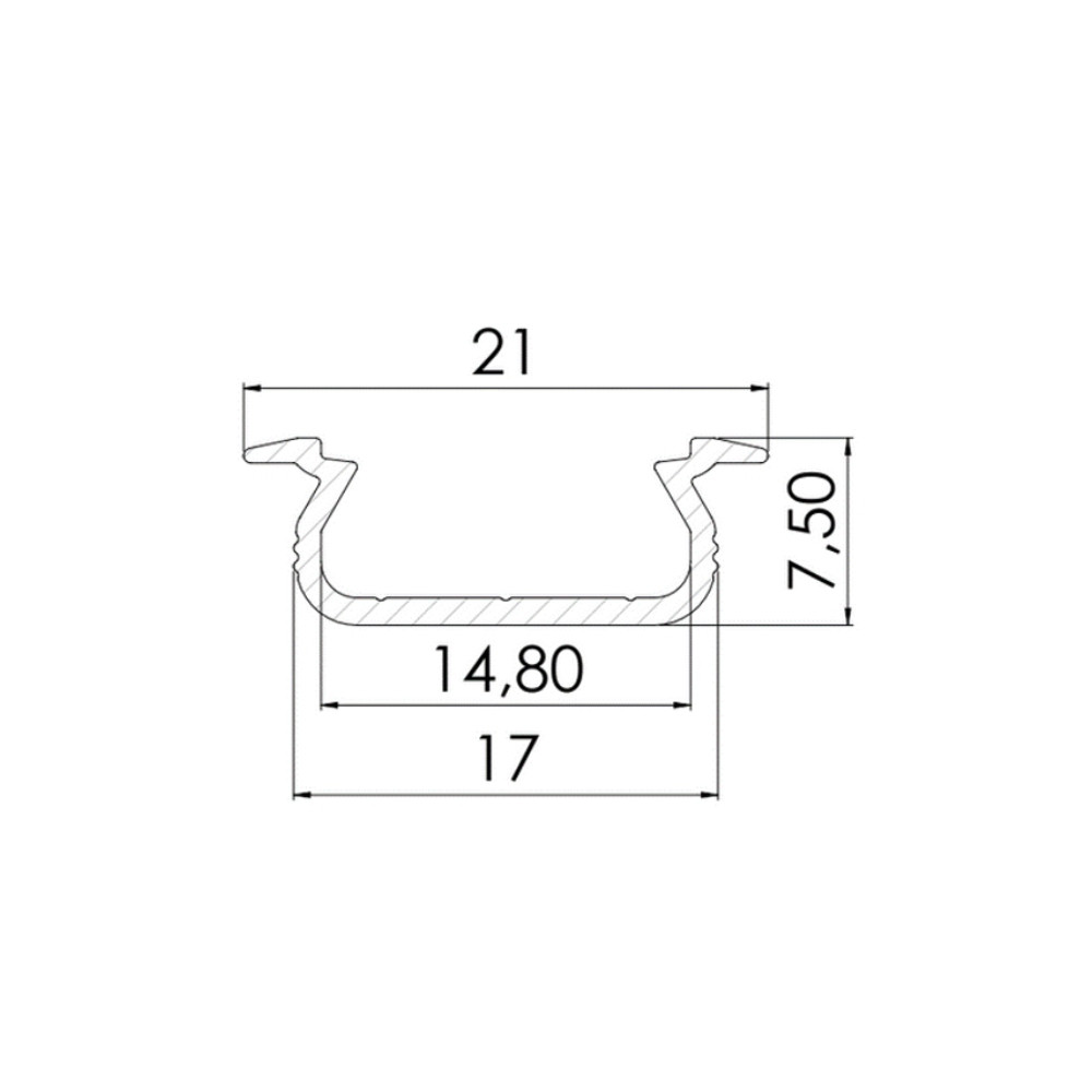 Inbouw Aluminium Profiel CLAREO 17x8 2m ADVANCE 2
