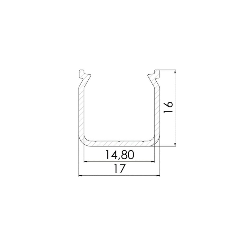 Surface-mounted Aluminum Profile CLAREO 17x16 2m ADVANCE 2
