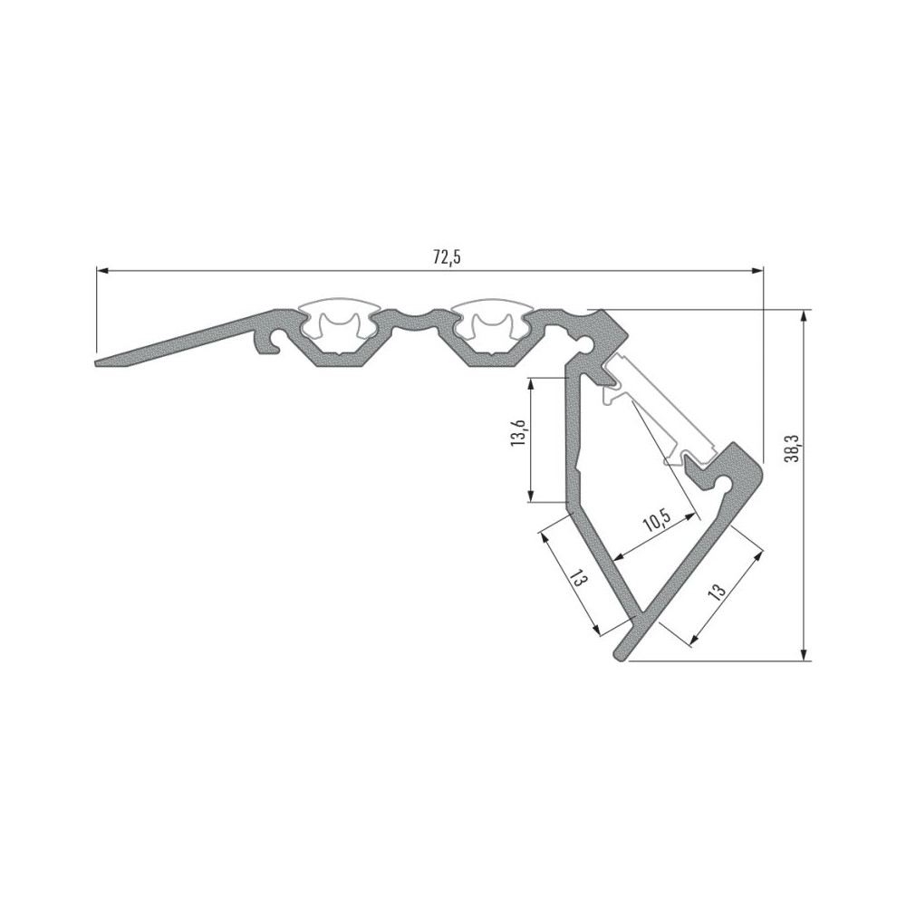 CLAREO 2m TECH Aluminium Trapprofielstrip