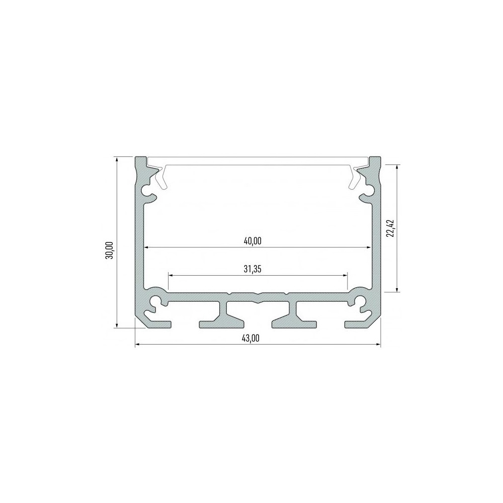 CLAREO ADVANCE Aluminium Opbouwprofiel 43x30 2m
