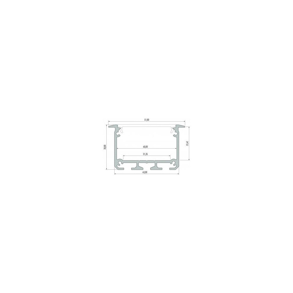 CLAREO 43x30 2m ADVANCE Recessed Aluminum Profile