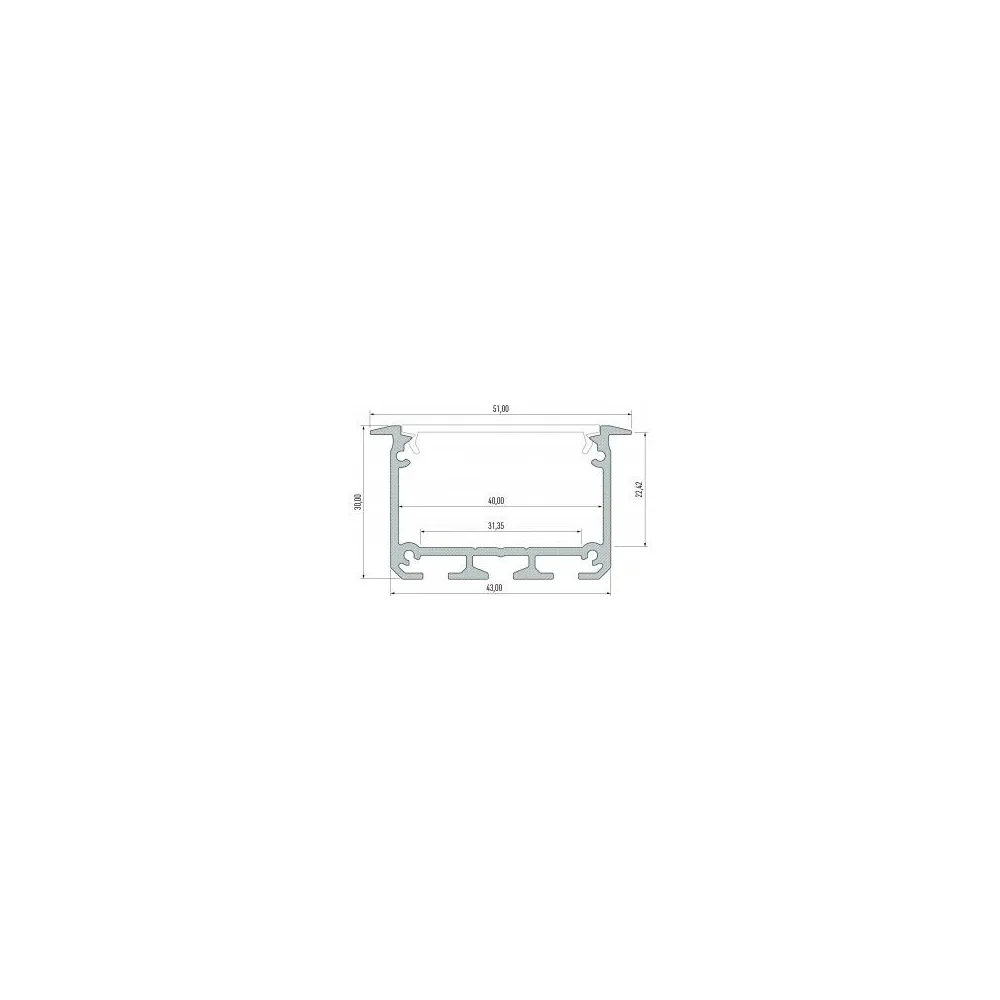 CLAREO 43x30 2m ADVANCE Inbouw Aluminium Profiel