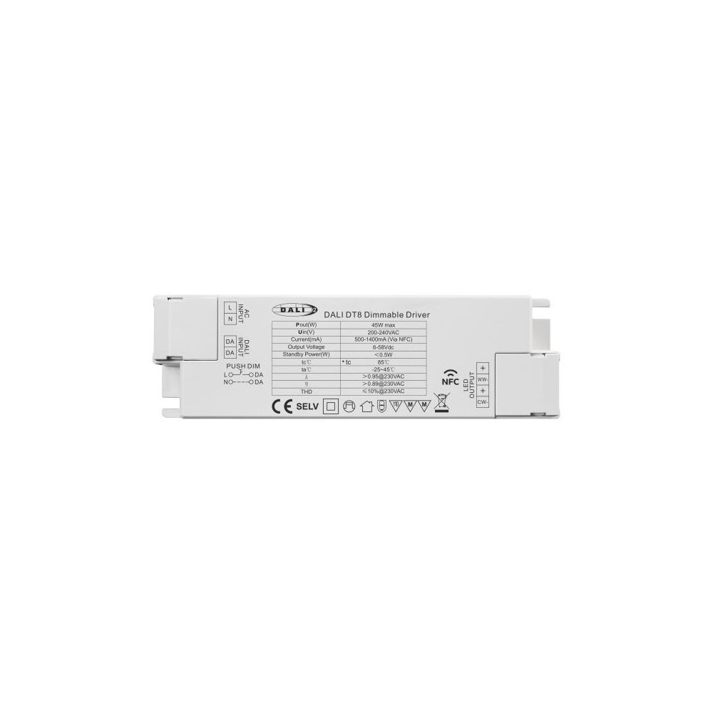CLAREO 45W 2x500-1400mA DALI DT8 NFC Treiber