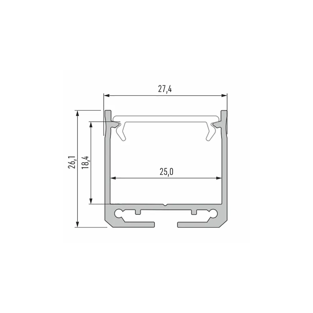Surface-mounted Aluminum Profile CLAREO 28x26 2m ADVANCE 2 - Pack