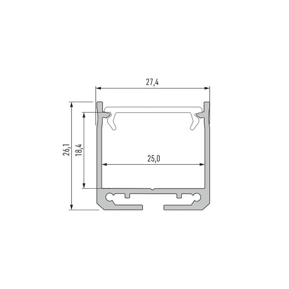 Opbouw Alu Profiel CLAREO 28x26 2m ADVANCE 2 - Pack