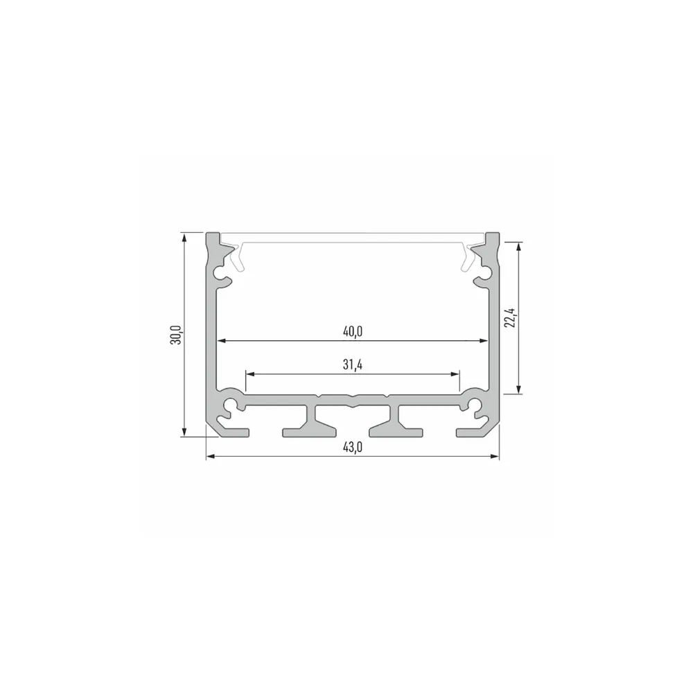 Surface-mounted Aluminum Profile CLAREO 43x30 2m ADVANCE 2 - Pack