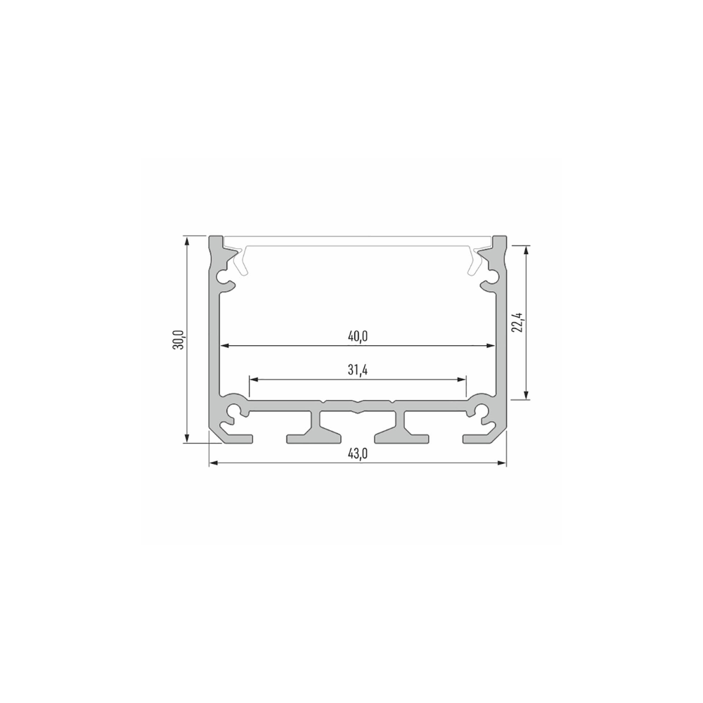 Opbouw Alu Profiel CLAREO 43x30 2m ADVANCE 2 - Pack
