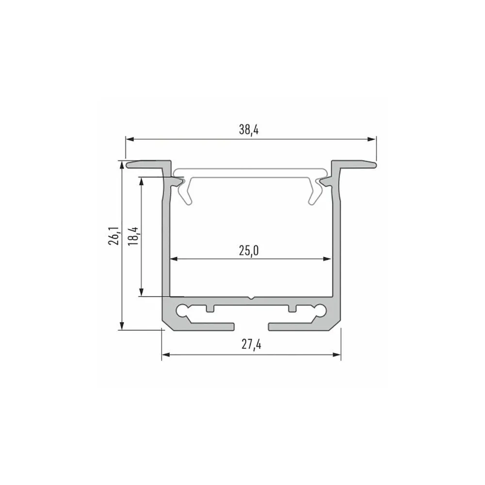Recessed Aluminum Profile CLAREO 28x26 2m ADVANCE 2 - Pack