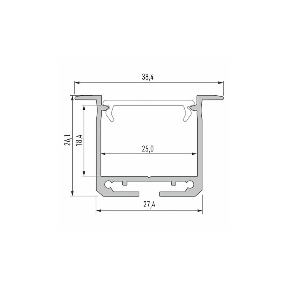 Inbouw Alu Profiel CLAREO 28x26 2m ADVANCE 2 - Pack