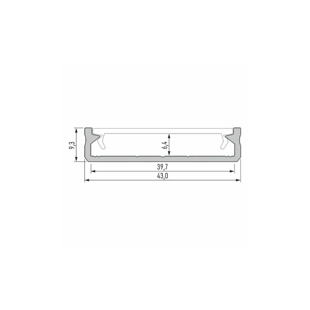 Surface-mounted Aluminum Profile CLAREO 43x10 2m ADVANCE 2 - Pack