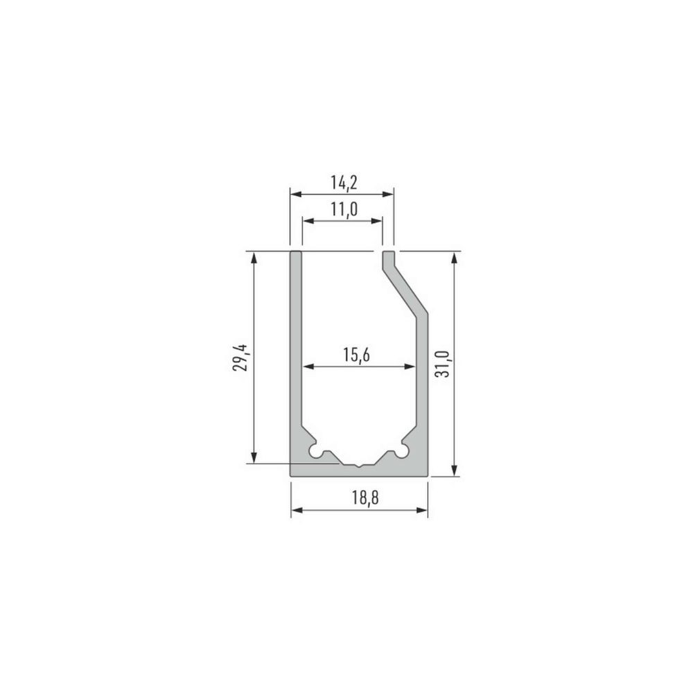 Alu-Profil für Glasplatte CLAREO 31x19 2m ADVANCE