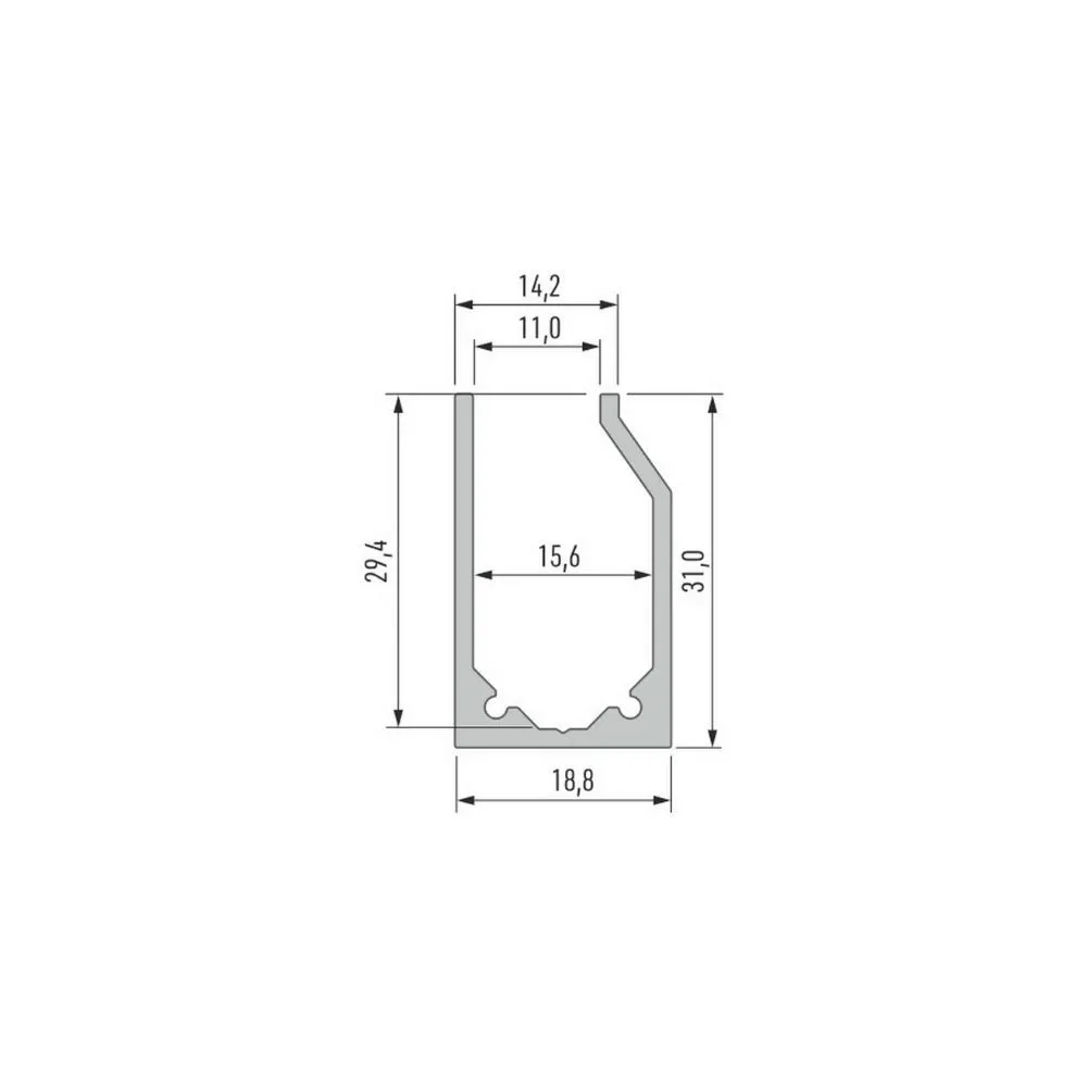 Alu-Profil für Glasplatte CLAREO 31x19 2m ADVANCE