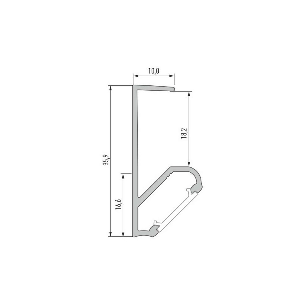 Profilé Alu pour étagère CLAREO 40x10 2m ADVANCE