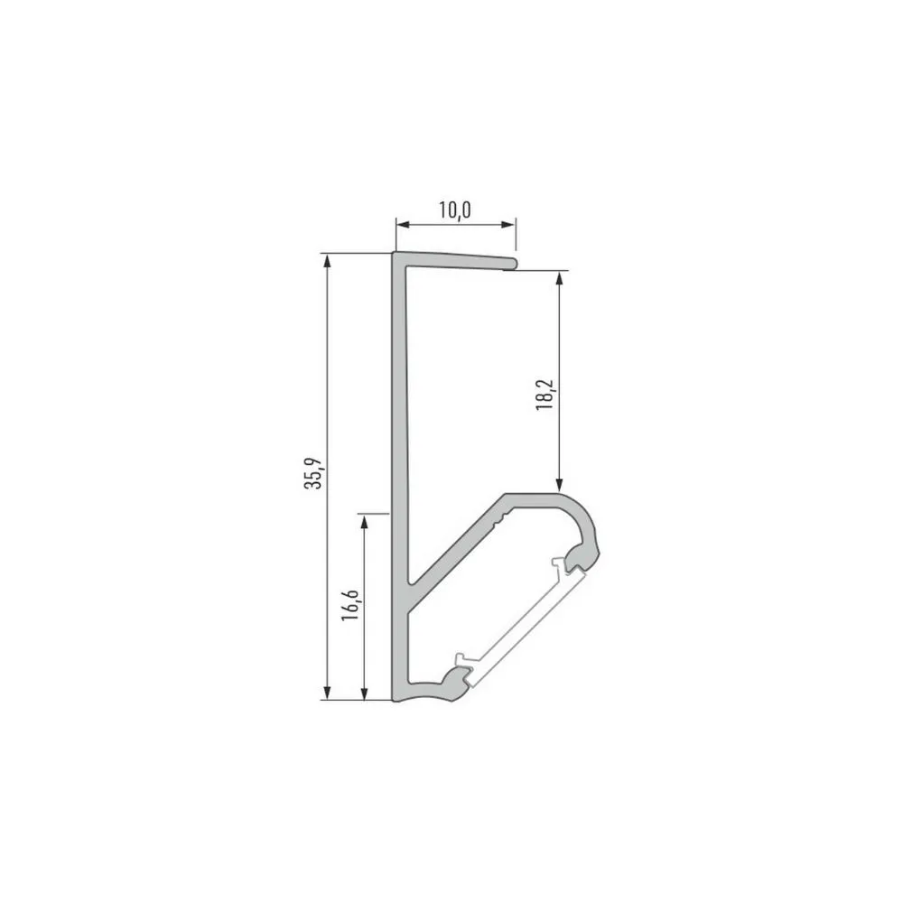 Profilé Alu pour étagère CLAREO 40x10 2m ADVANCE