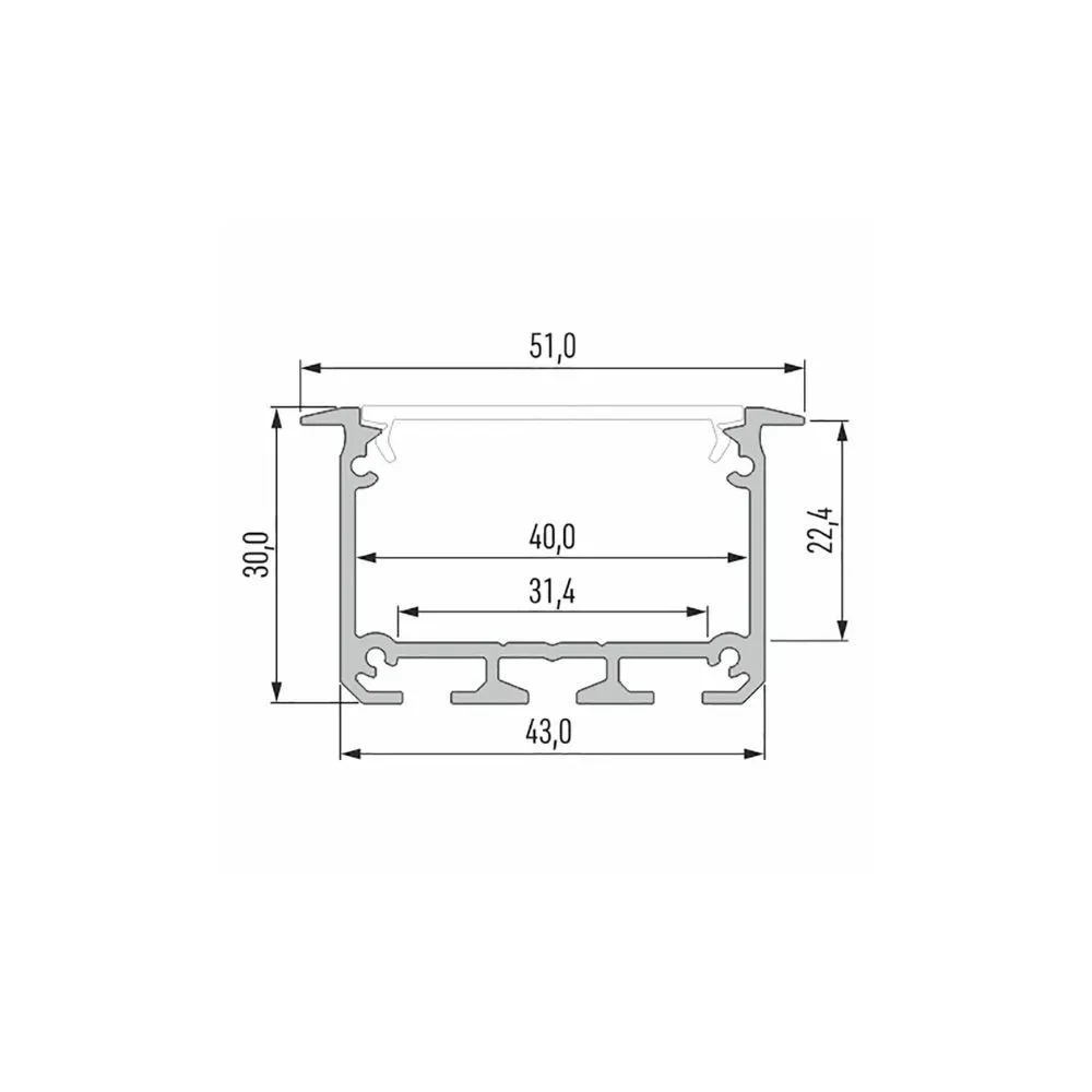 Inbouw Alu Profiel CLAREO 43x30 2m ADVANCE 2 - Pack