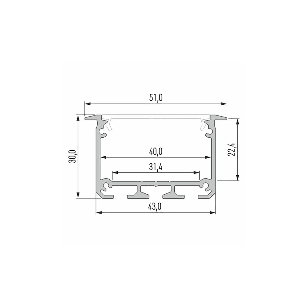 Inbouw Alu Profiel CLAREO 43x30 2m ADVANCE 2 - Pack