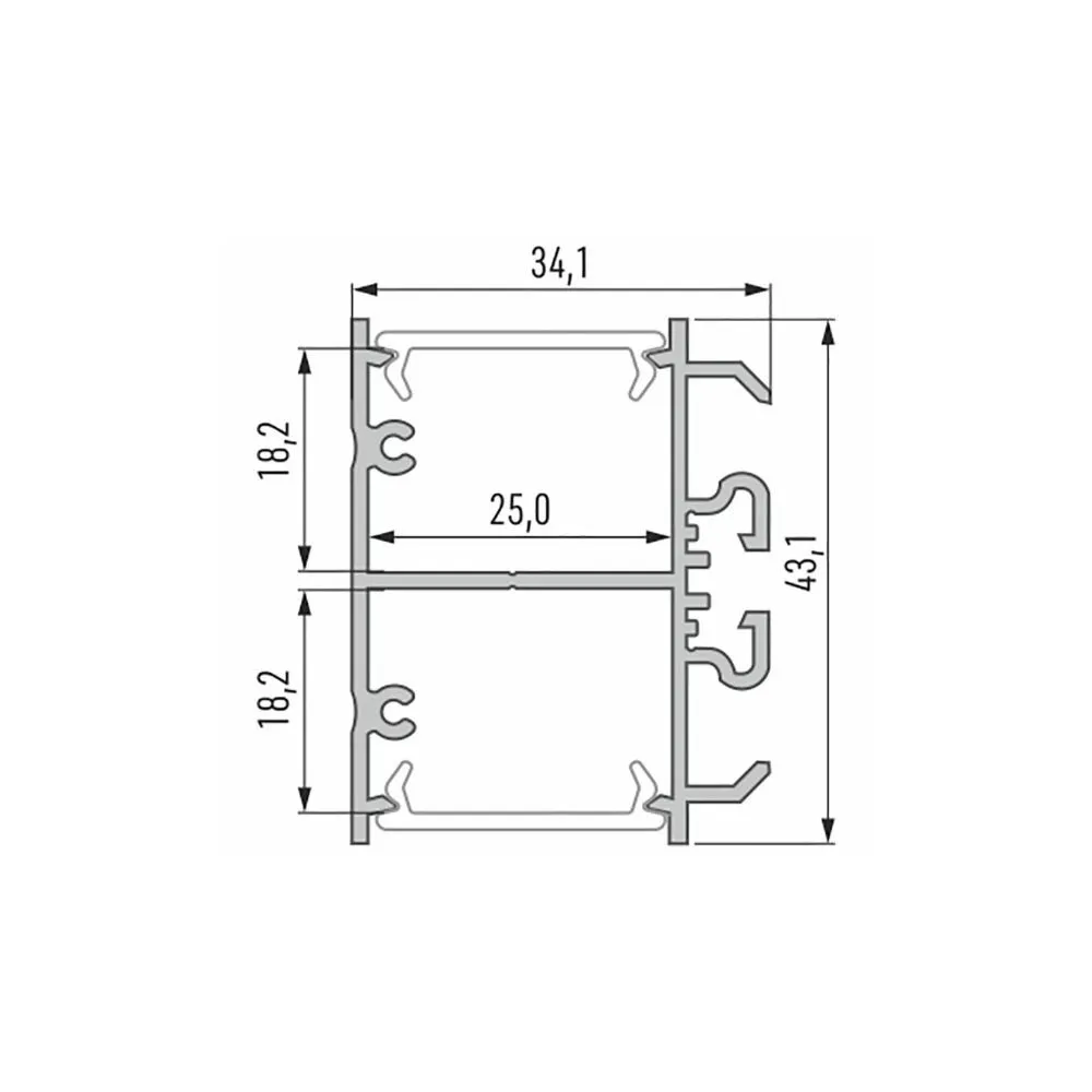 Surface Mount Aluminum Profile CLAREO 43x34 2m ADVANCE 2 - Pack