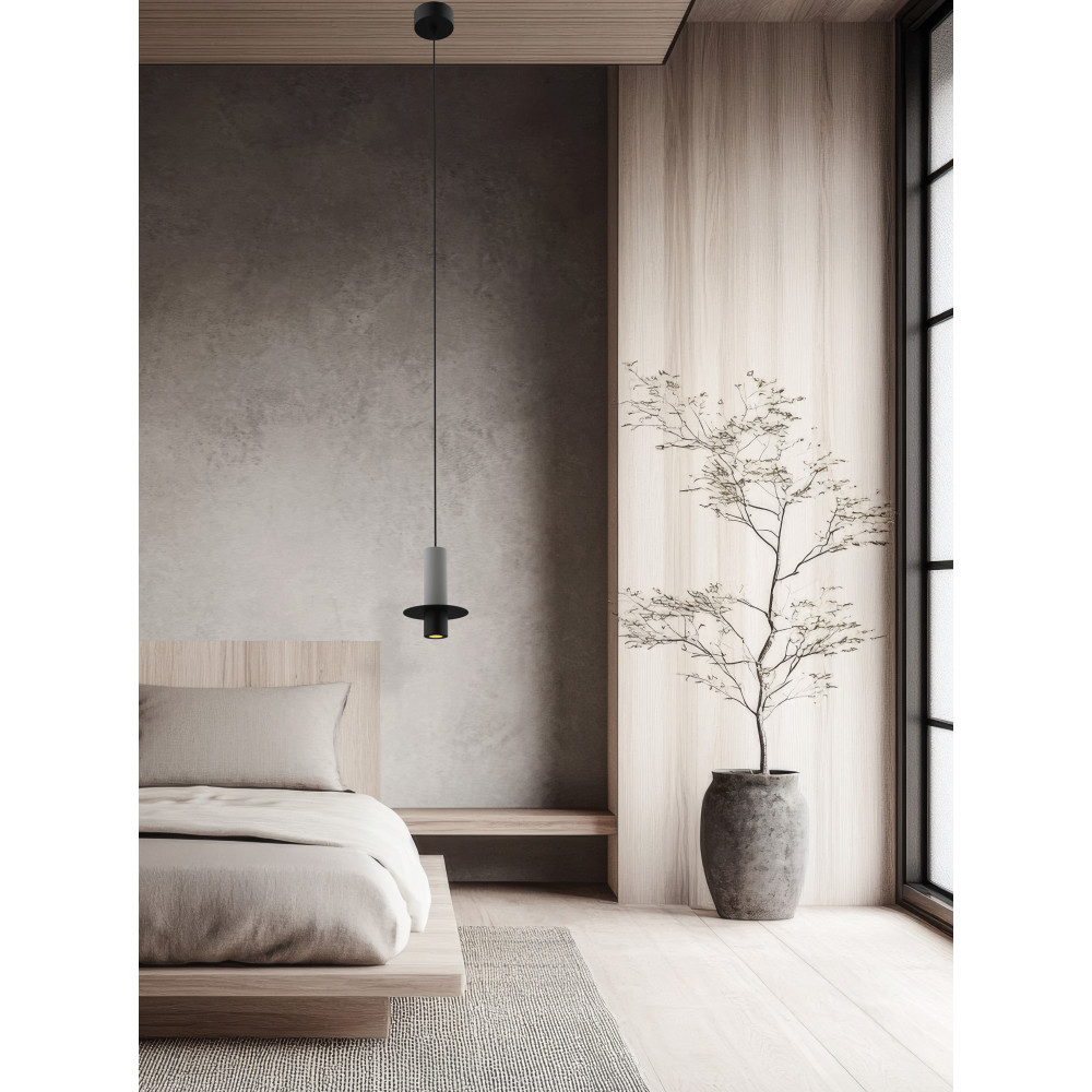 Pendelleuchte ZAMBELIS D110 6W DESIGN Schwarz und Beton 25378