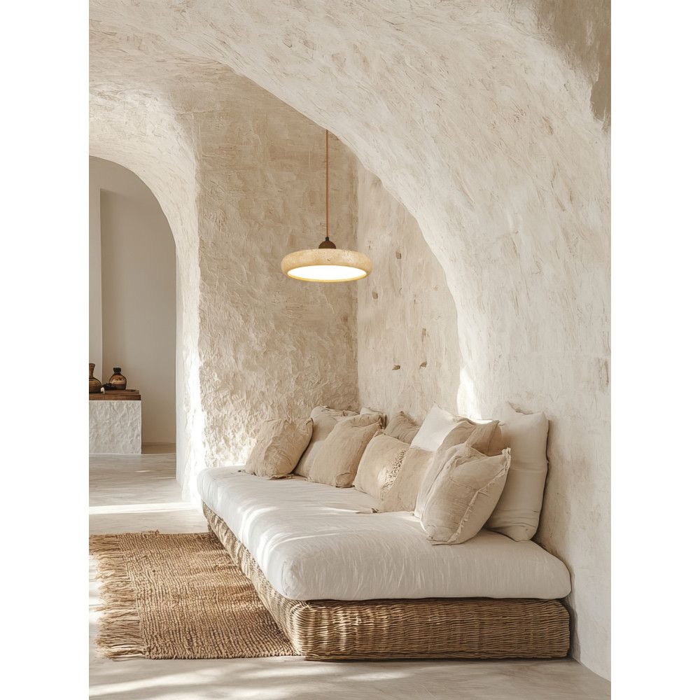 ZAMBELIS D300 22W DESIGN Pendant Light Natural Stone and Wood 25419