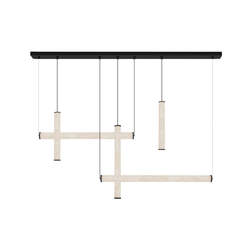 Suspension ZAMBELIS 93W Dimmable DESIGN Albâtre et Noir Sablé 25421