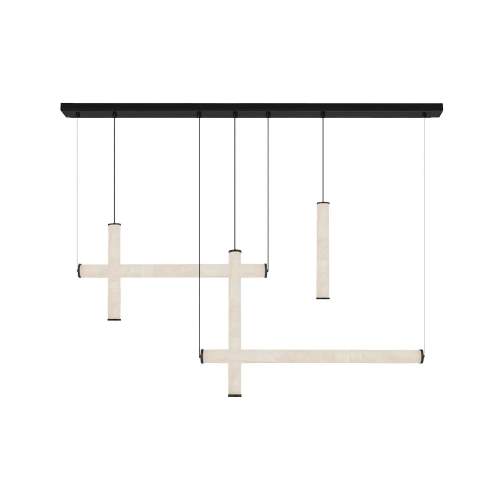 Pendelleuchte ZAMBELIS 93W Dimmbar DESIGN Alabaster und Sandgestrahltes Schwarz 25421
