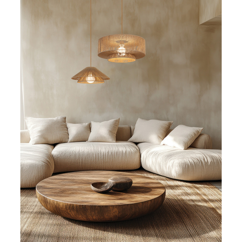 Pendelleuchte ZAMBELIS D400 E27 DESIGN Natürliches Papierseil Ohne Leuchtmittel 25429