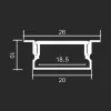 Profilé Alu Encastrable V-TAC 20x10mm 2m Avec Diffuseur START VT-8203