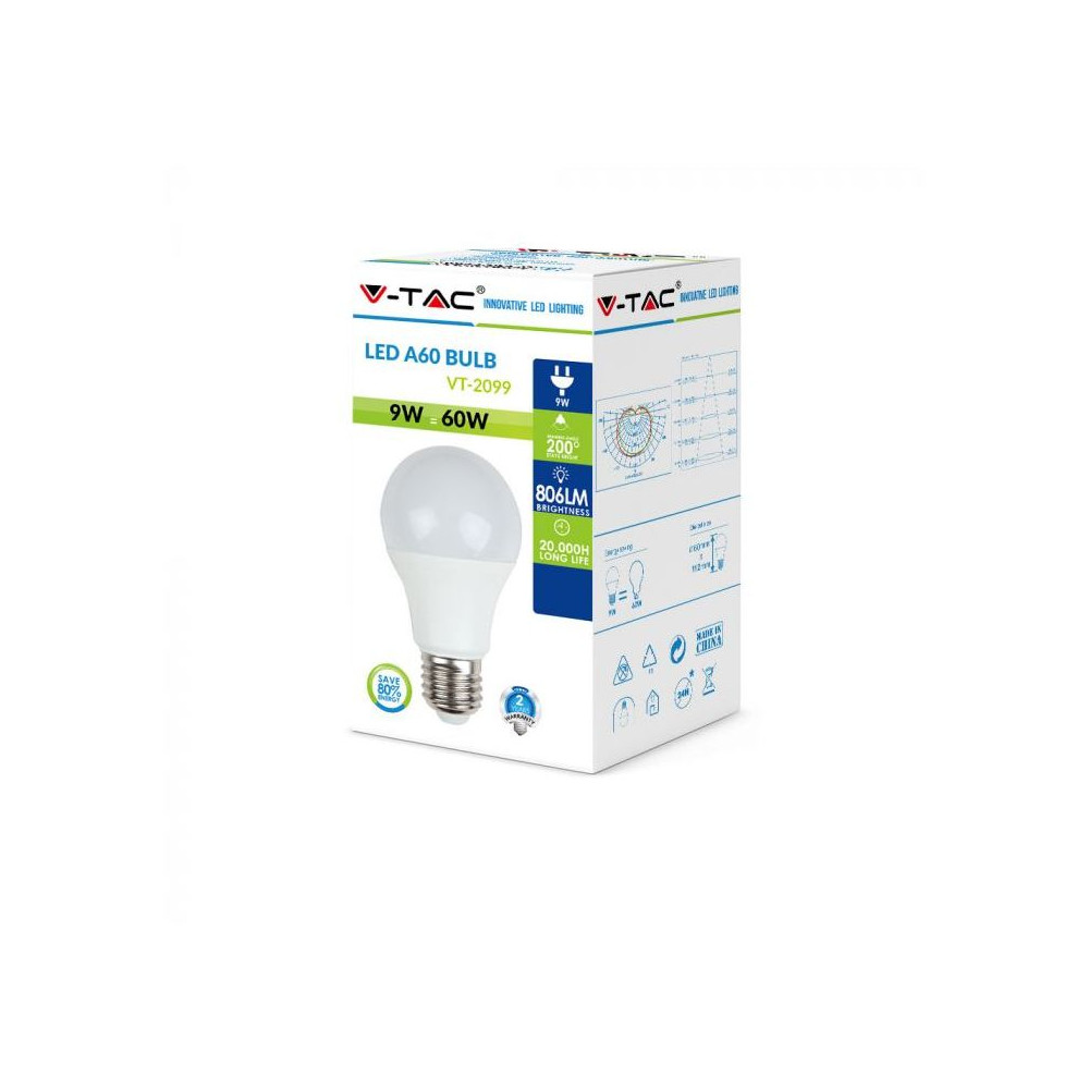 LED-lamp E27 A60 V-TAC 8,5W START 2 Pack 50 VT-2099