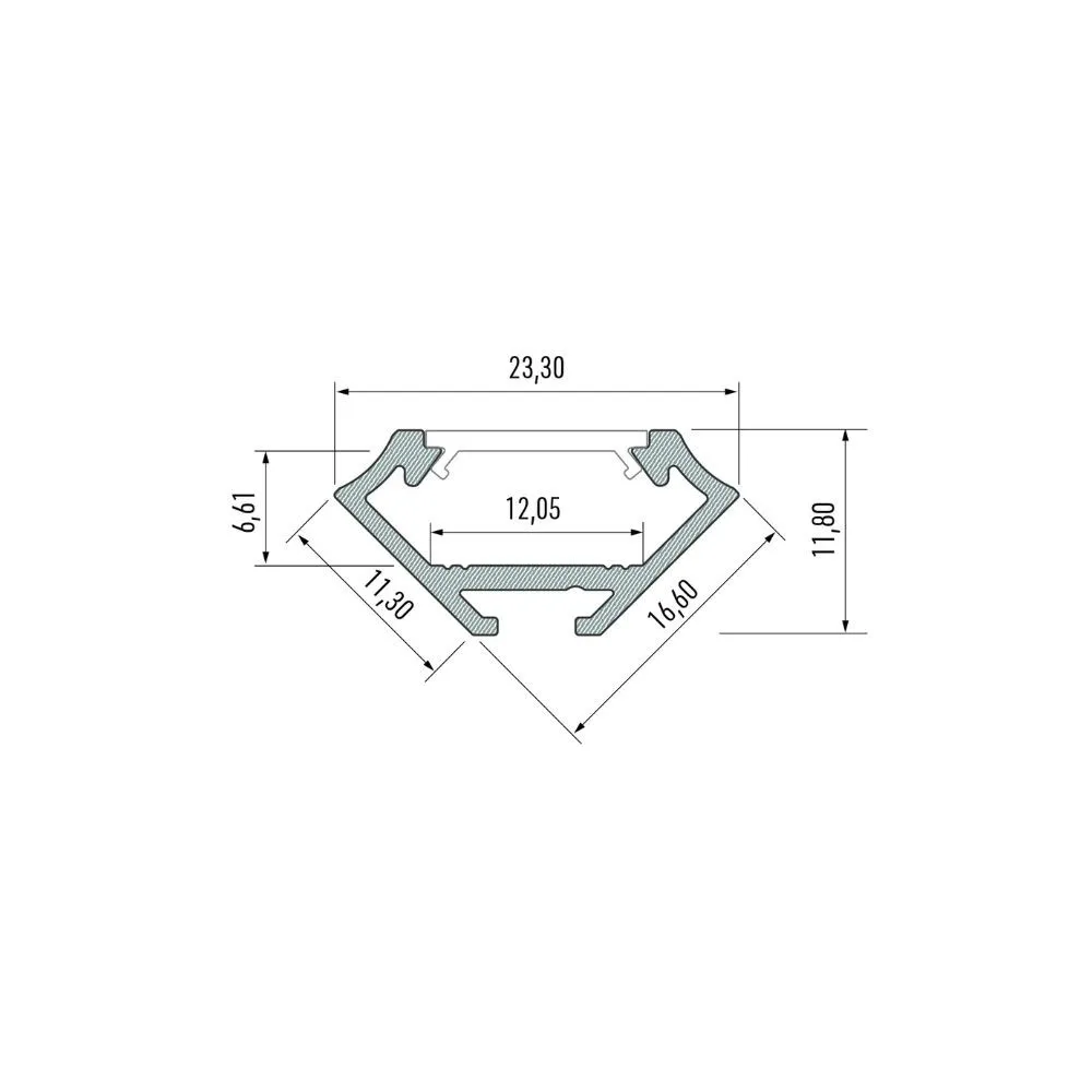 Profilé Alu d'angle CLAREO 17x17 2m ADVANCE FS