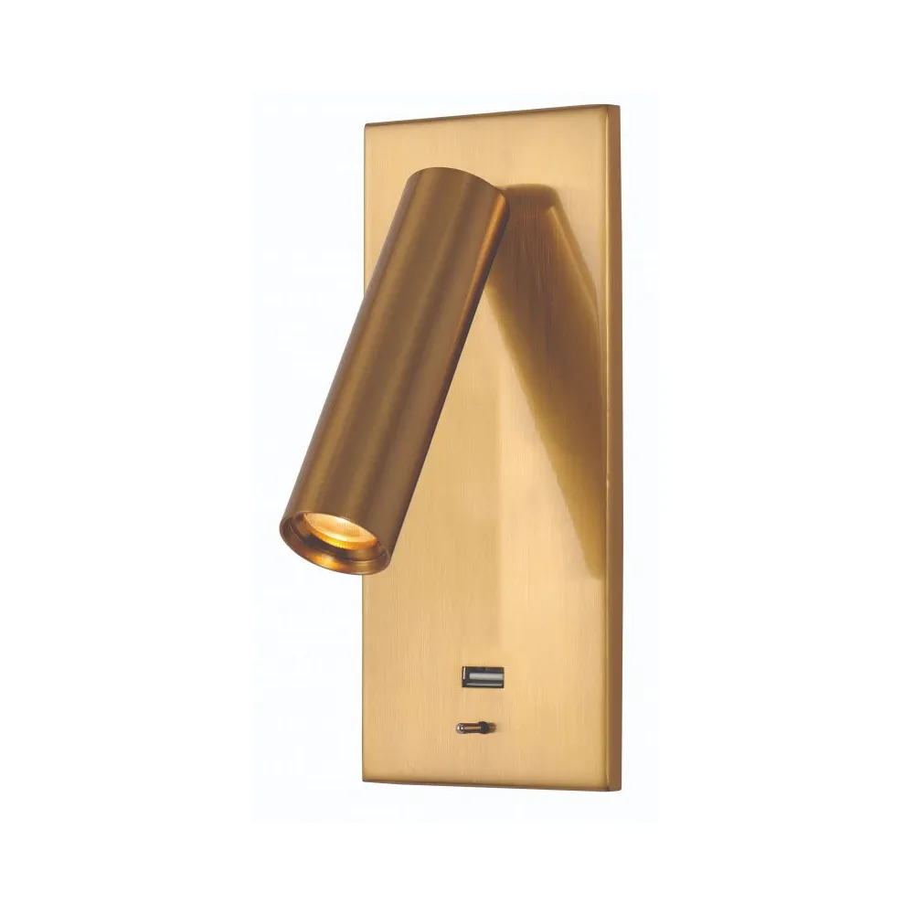 Einbau-Wandleuchte ZAMBELIS 3W DESIGN Gebürstetes Messing H67