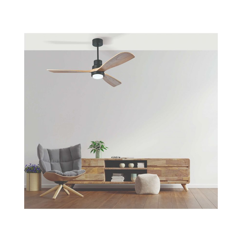 Ventilateur ZAMBELIS D1320 15W DESIGN Noir Mat et Bois 19141