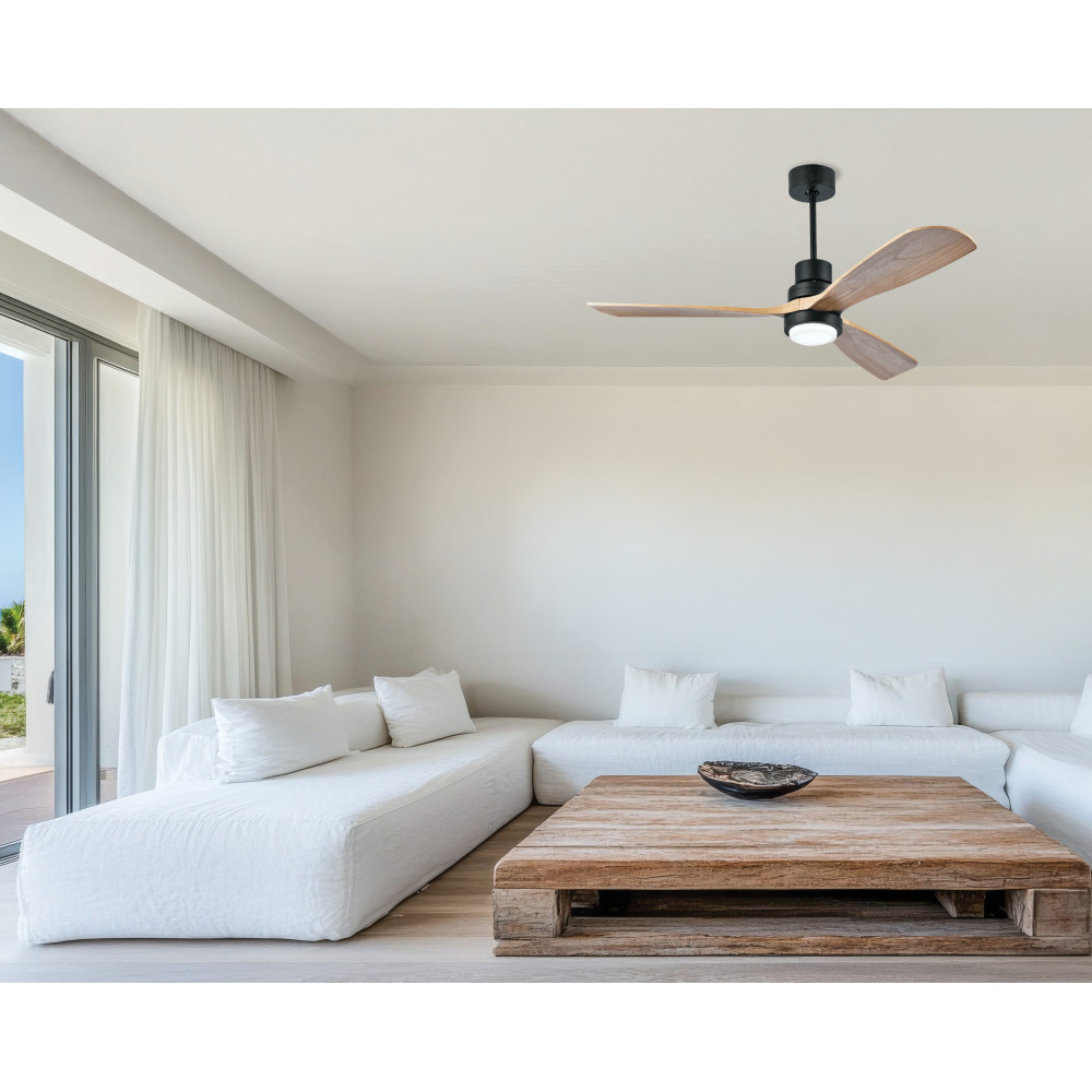 Ventilator ZAMBELIS D1320 15W DESIGN Mat Zwart en Hout 19141