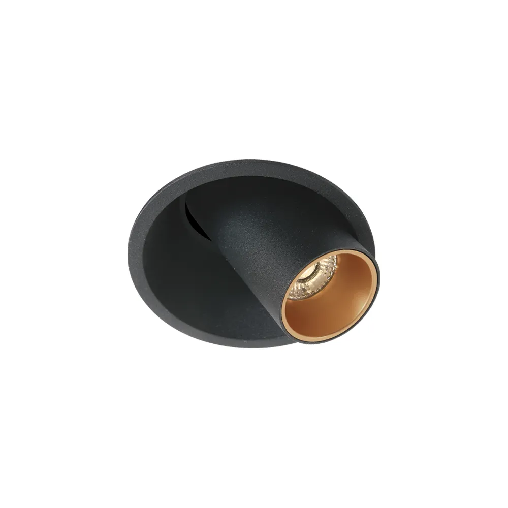 DownRay Einbaustrahler Schwenkbar ZAMBELIS D90 9W DESIGN Sandstrahlschwarz und Gold 25361