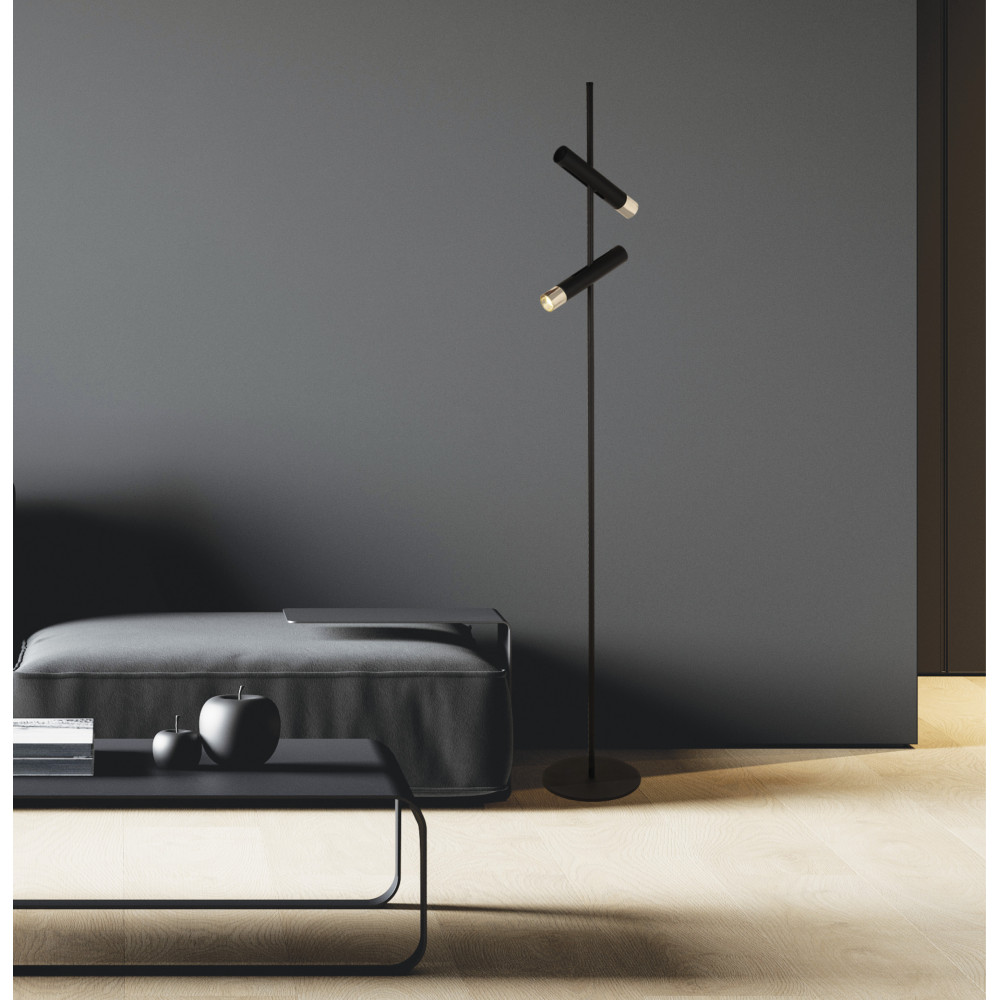 Lampe sur pied ZAMBELIS 7W DESIGN Noir Sablé et Doré Mat 22032