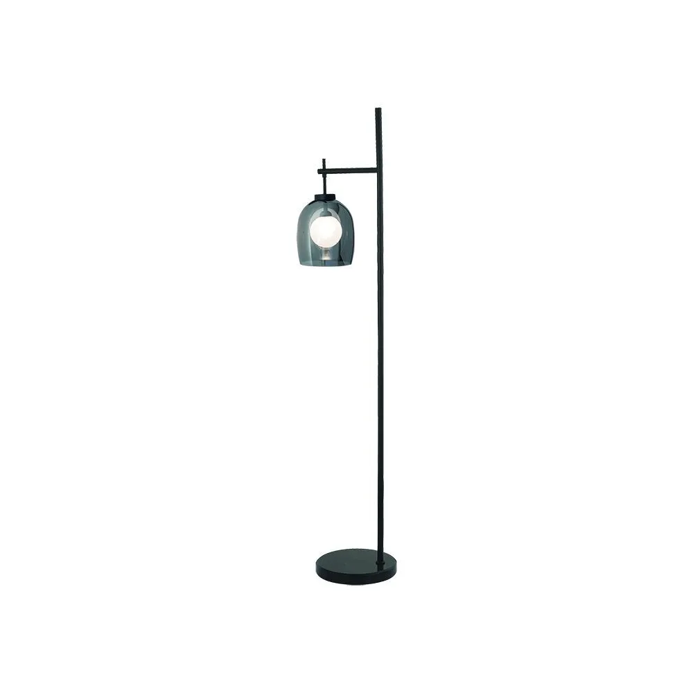 Lampe sur pied ZAMBELIS G9 DESIGN Noir Sablé et Marbre Noir Sans Source 22053