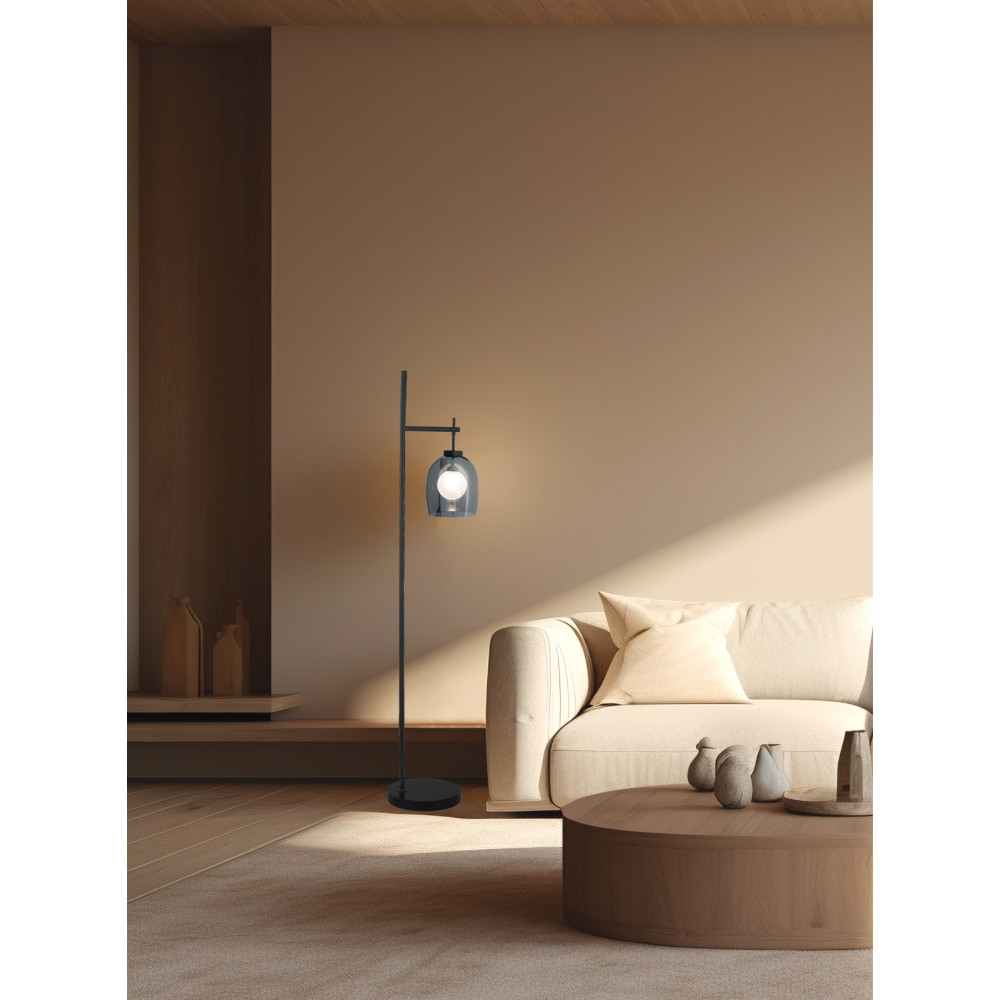 Vloerlamp ZAMBELIS G9 DESIGN Zwart Zandstraal en Zwart Marmer Zonder Lichtbron 22053