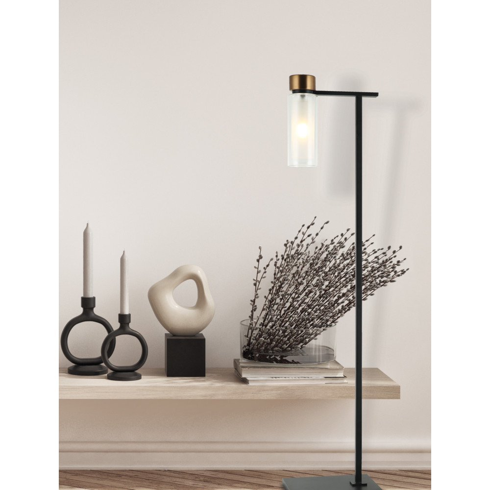 Lampe sur pied ZAMBELIS E14 DESIGN Noir Sablé et Laiton Sans Source 22136