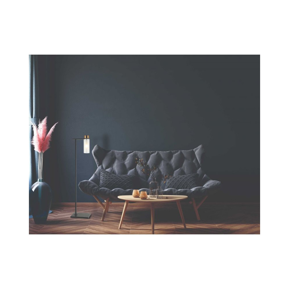 Lampe sur pied ZAMBELIS E14 DESIGN Noir Sablé et Laiton Sans Source 22136