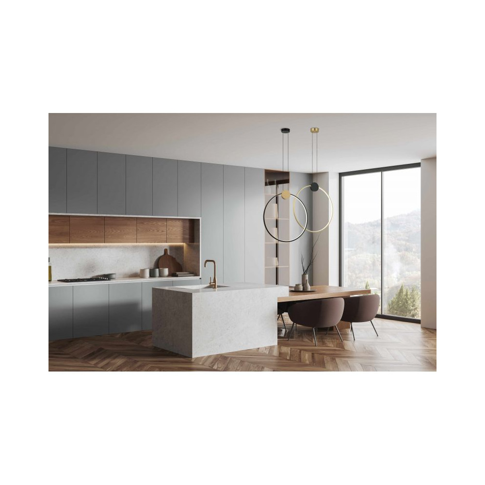 Hanglamp ZAMBELIS 24W D600 Dimbaar DESIGN Mat Zwart en Goud 23094