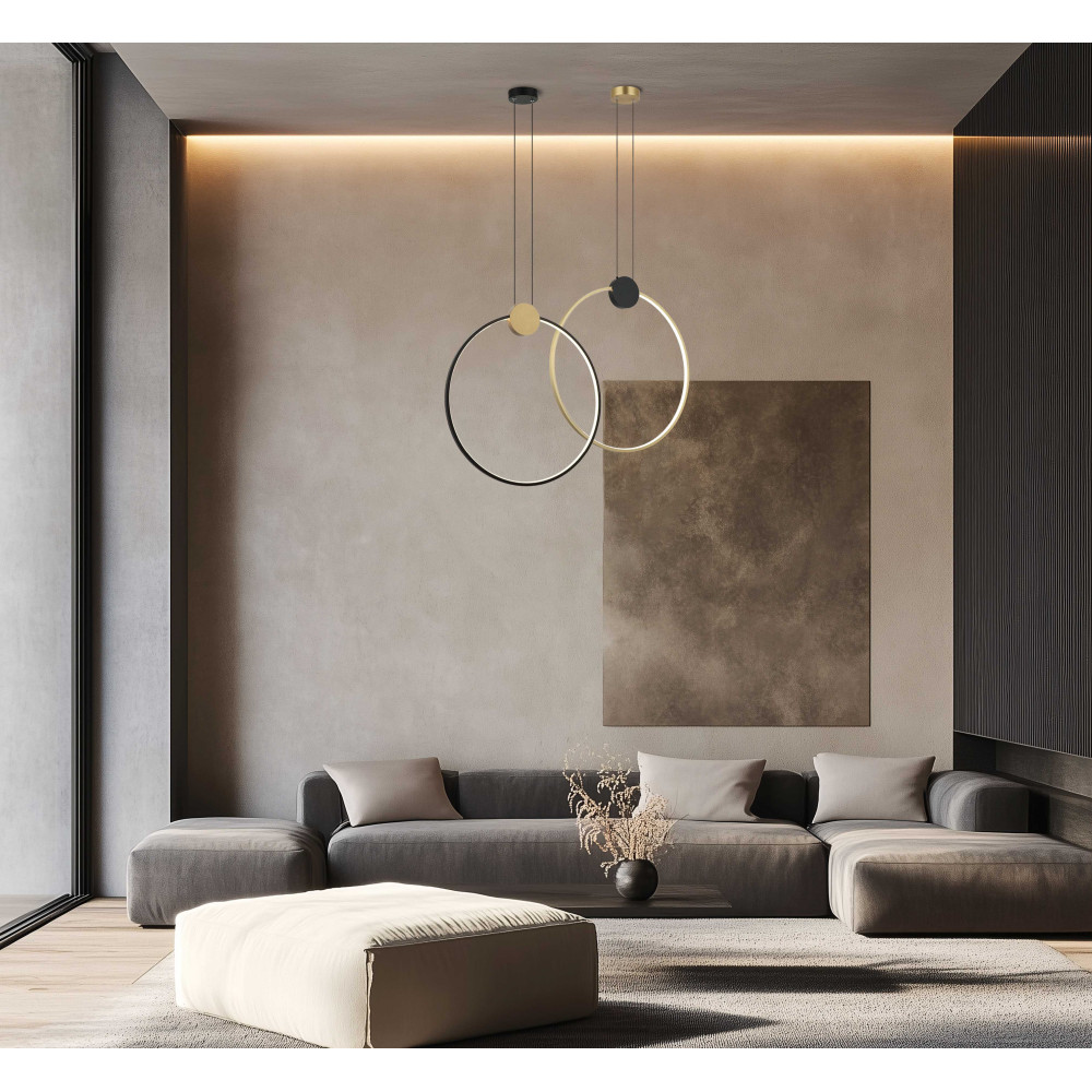 Pendant Light ZAMBELIS 24W D600 Dimmable DESIGN Matte Black and Gold 23094