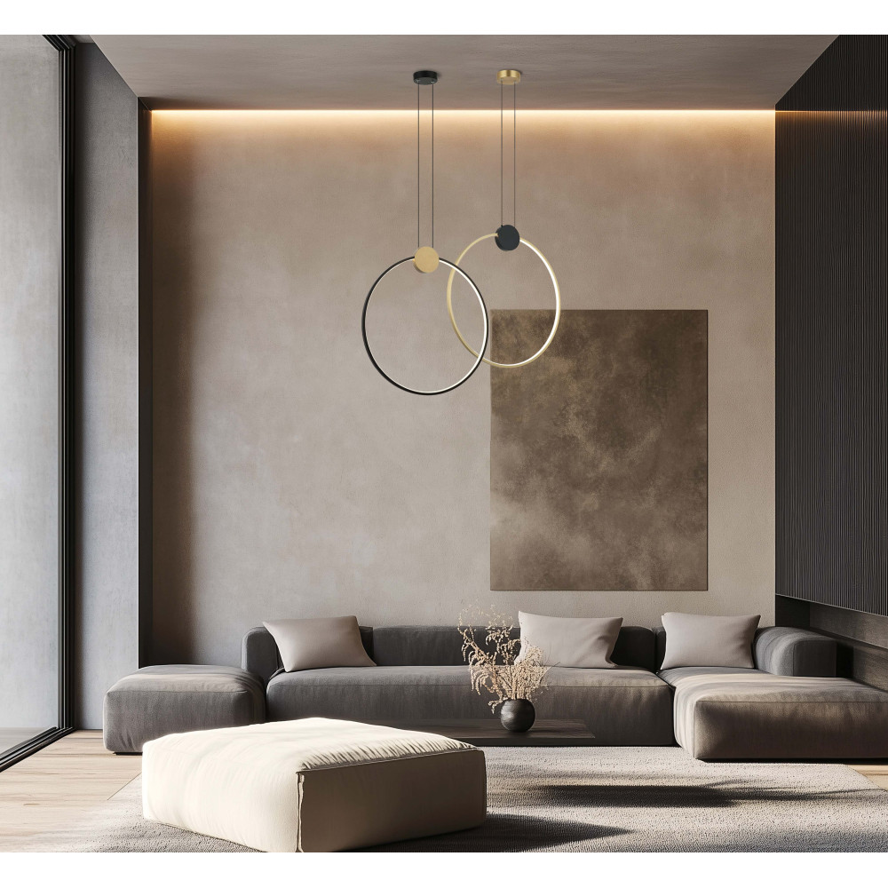 Suspension ZAMBELIS 24W D600 Dimmable DESIGN Noir Mat et Doré 23094